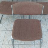 Set of 6 vintage low chairs in chrome metal