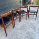 Set of 4 Scandinavian chairs by Johannes Andersen, Vamo Sonderborg, teak and imitation leather, 1960