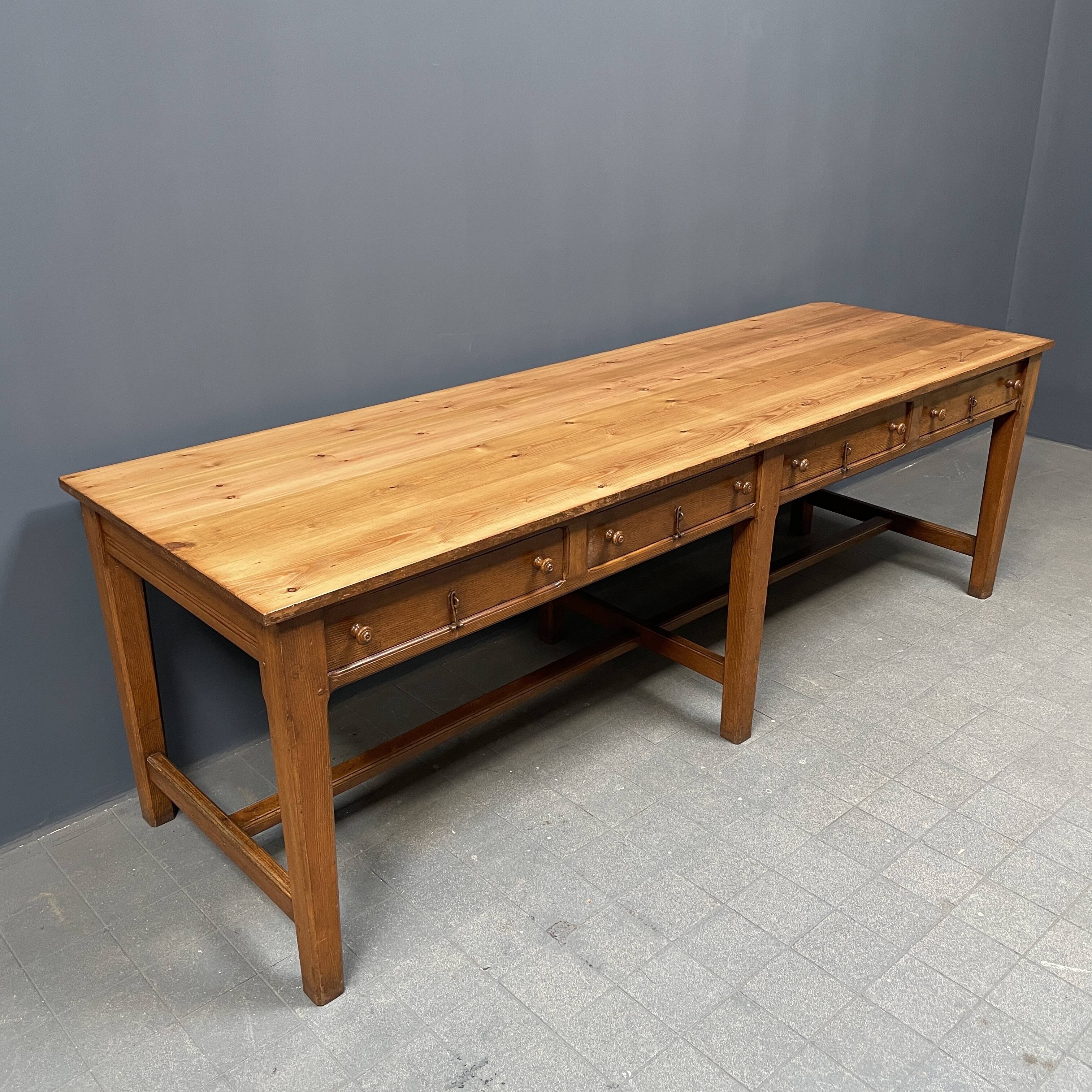 Large antique drapery fabric table