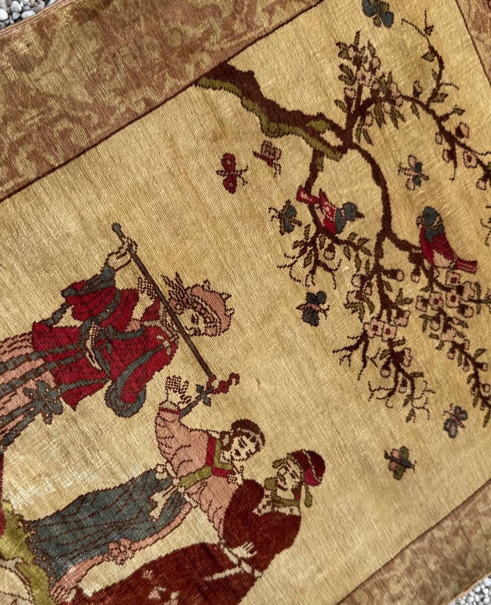 Signed Istanbul silk rug, circa 1920