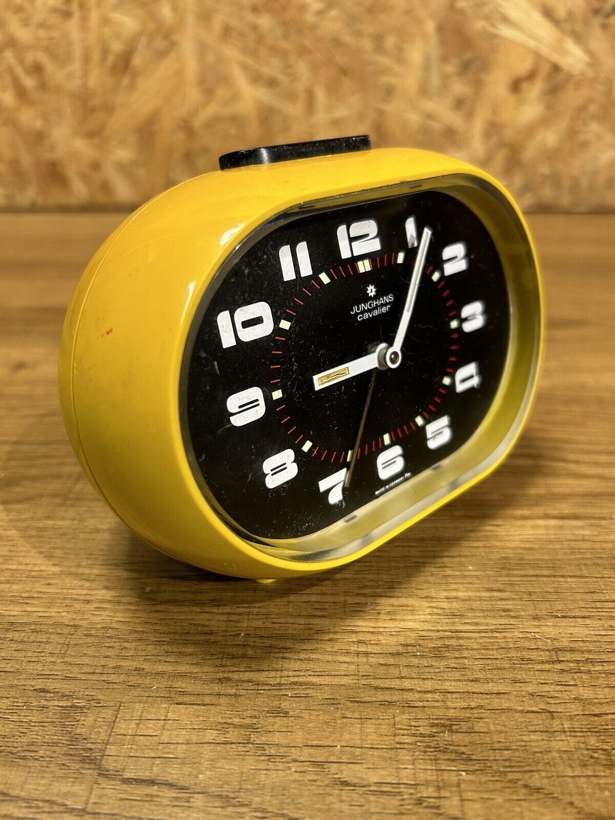 Old mechanical alarm clock, "Junghans Cavalier", vintage, 70s, pop decoration