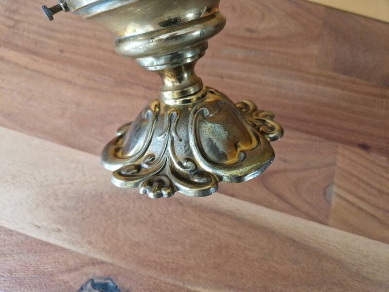 Gold metal ceiling light - Cut and satin glass globe - Louis XV style