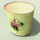 Vintage enameled sheet metal wastebasket - floral decor