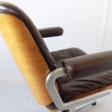 Chaise de bureau en cuir Stoll Giroflex par Karl Dittert moderne du milieu du siècle