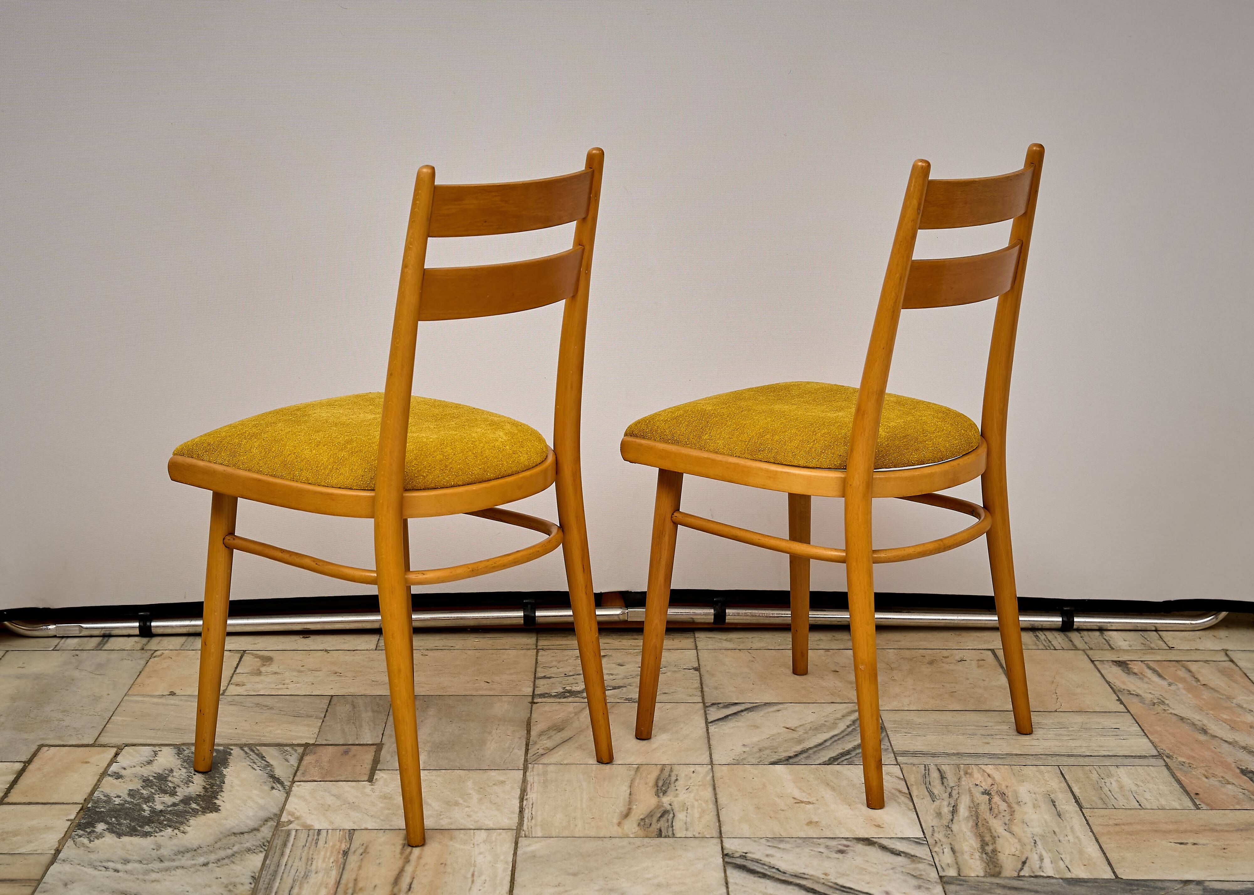 Vintage beech dining chairs - set of 4