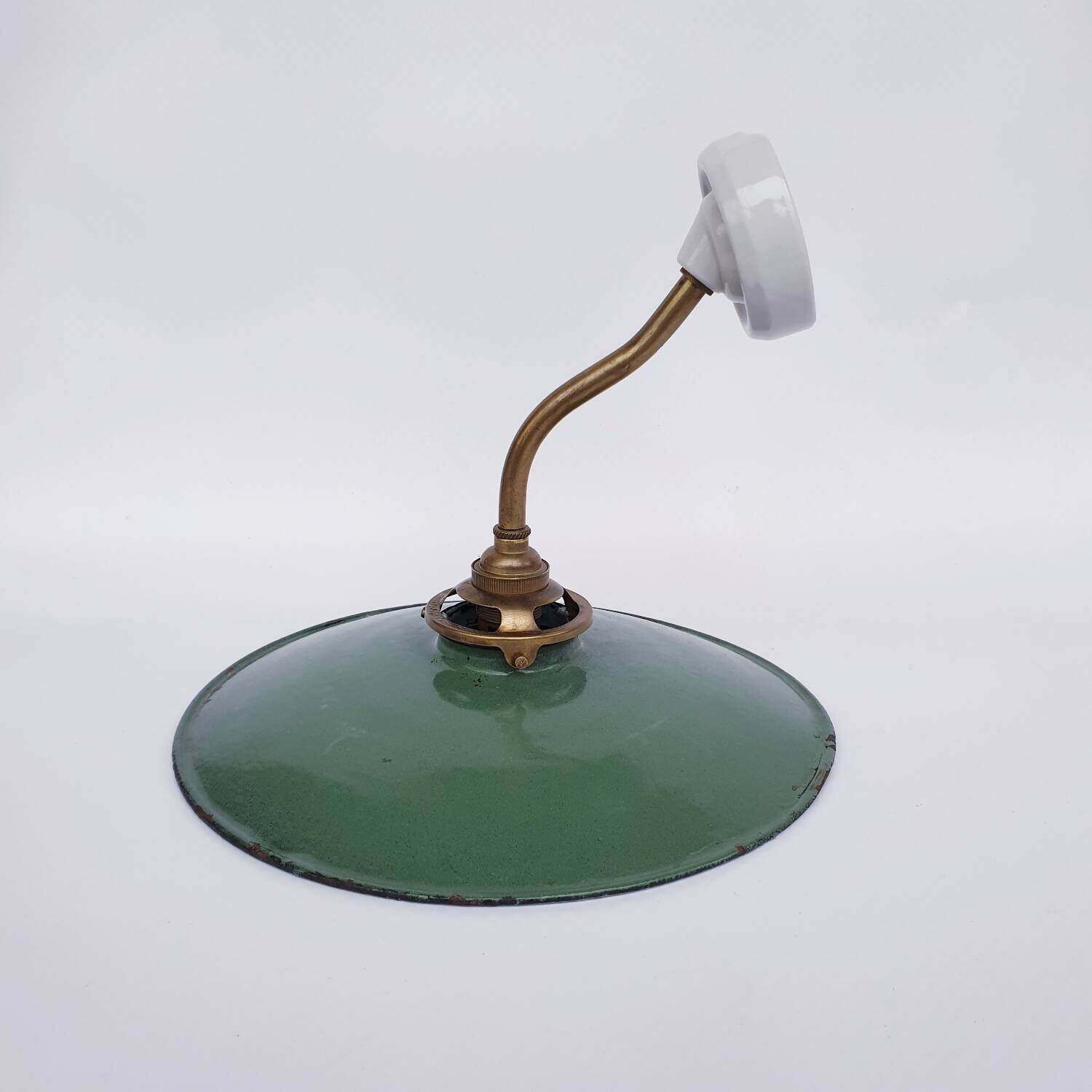Swan neck and enamelled sheet metal wall light