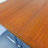 Vintage walnut and chrome metal desk from the 1970s.