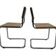 Set of four vintage dining room chairs, wood and chrome,  1970s