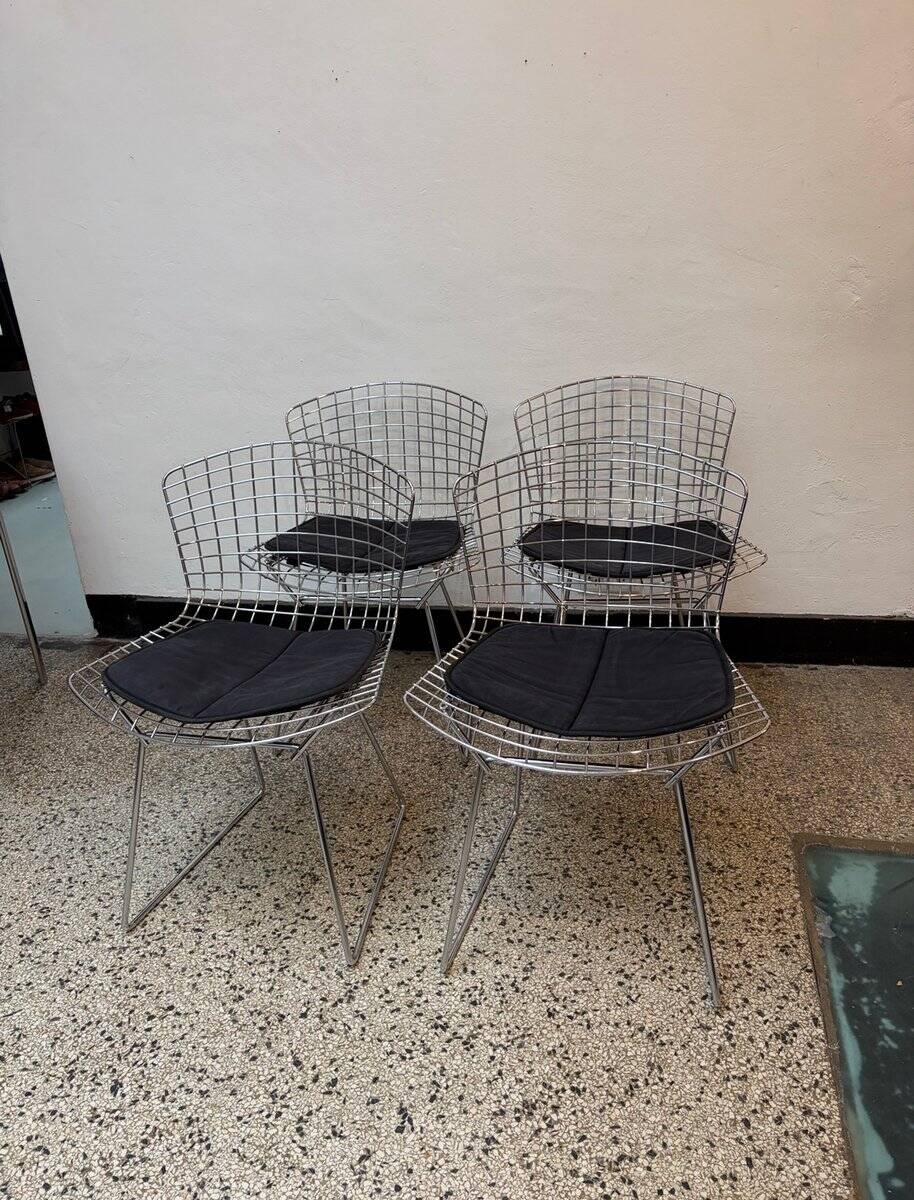 Chrome-plated side chairs by Harry Bertoia for Knoll, 1970s, set of 4