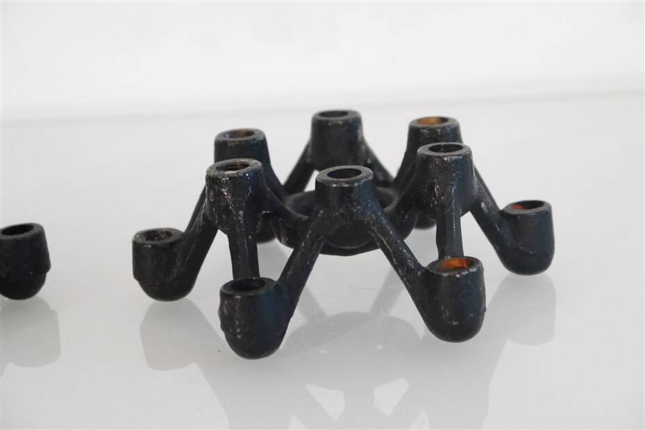 Pair of vintage cast iron candlesticks 1960