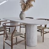 Olya oblong dining table 150x90 in natural travertine