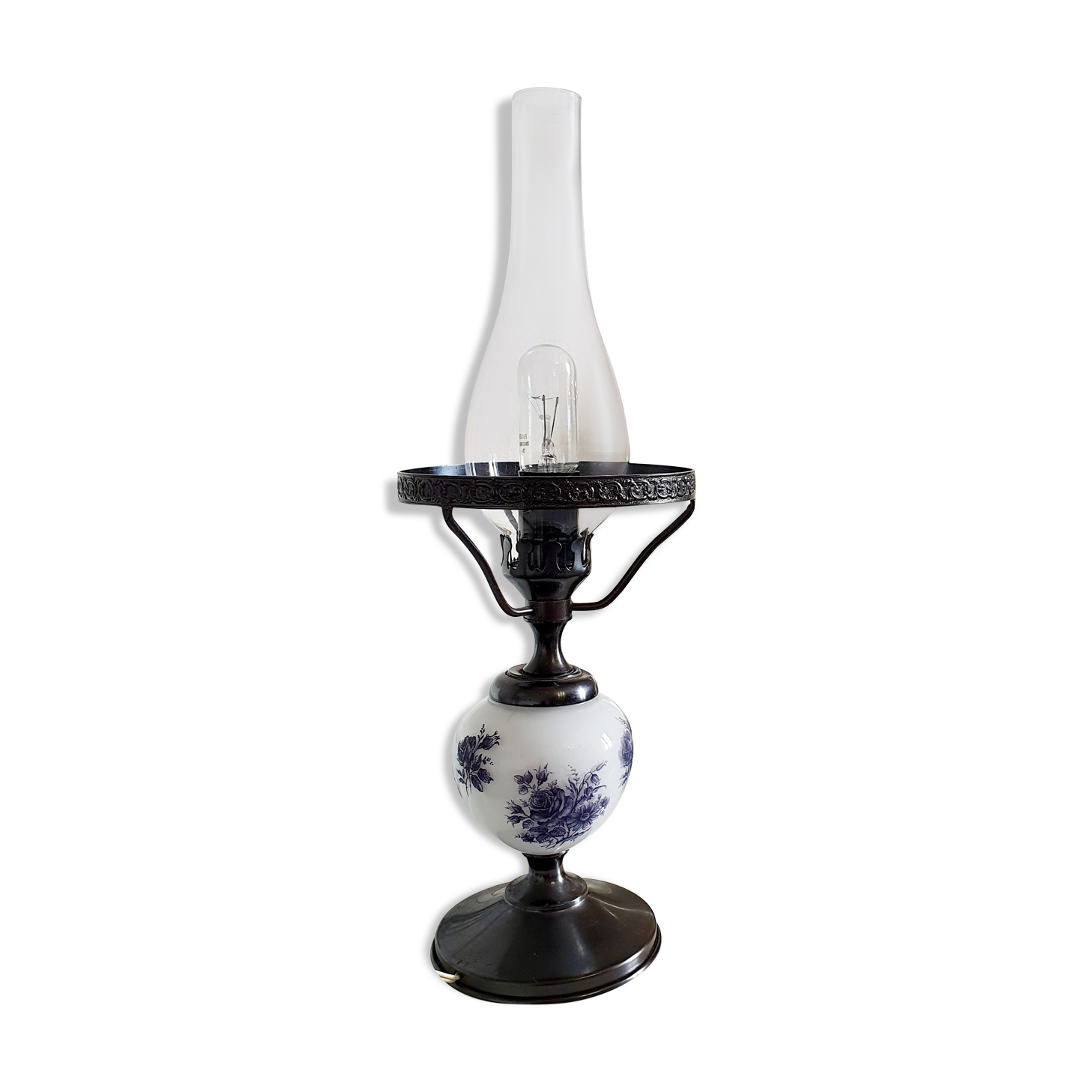 S.Reich patent crystal glass electrified oil lamp