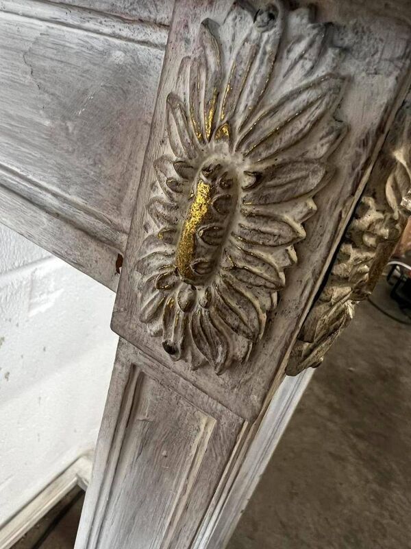 Console vintage en bois et marbre