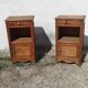 Pair of bedside tables sideboards one door one drawer in rustic fir art deco