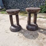 Set of 2 Small African Bamileké Stools