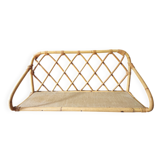 Etagère en rotin vintage années 60