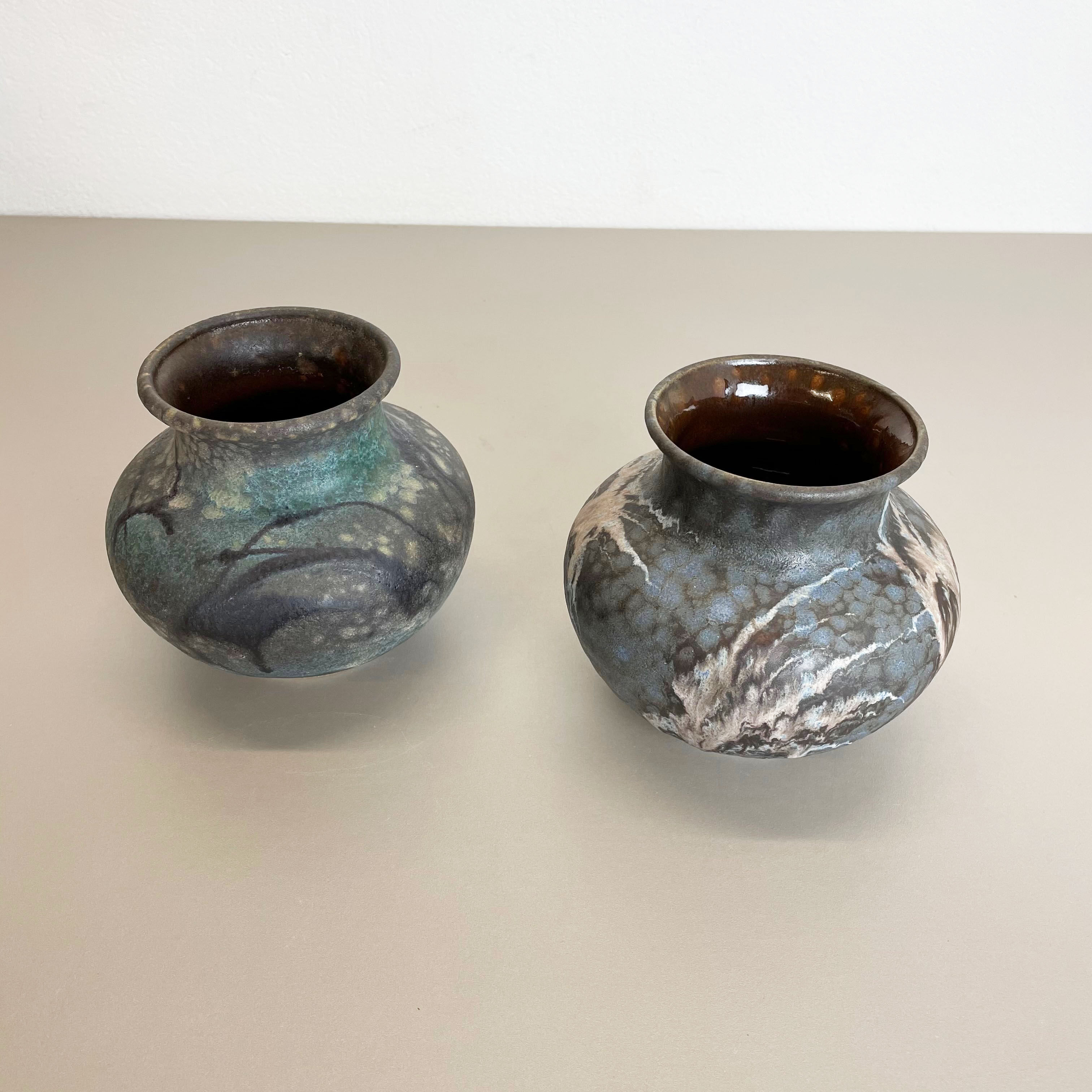 Set of 2 Pottery Vases Fat Lava Abstract Designed by Ruscha, Germany, 1960s