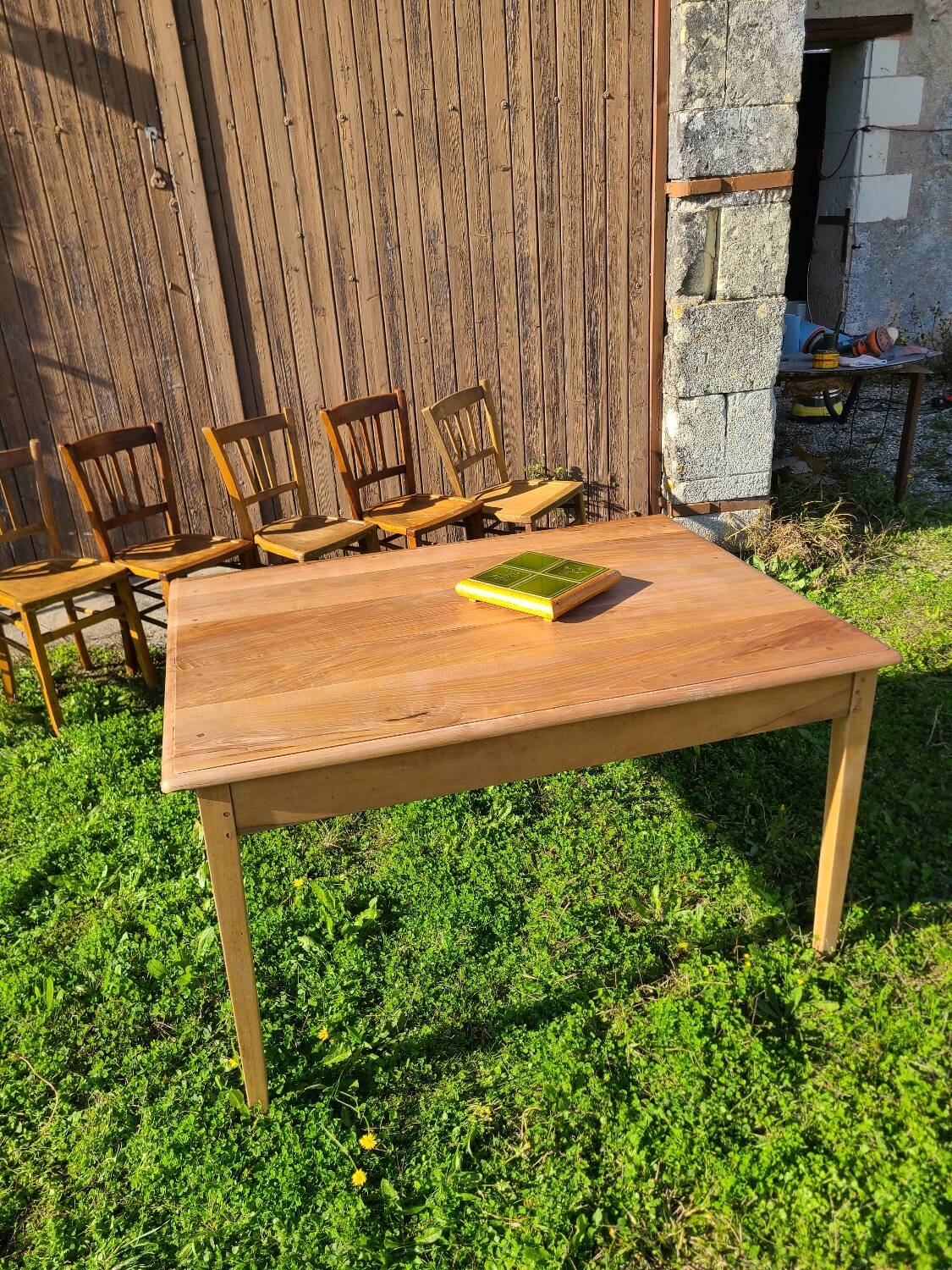 Cherry wood farmhouse table circa 1930