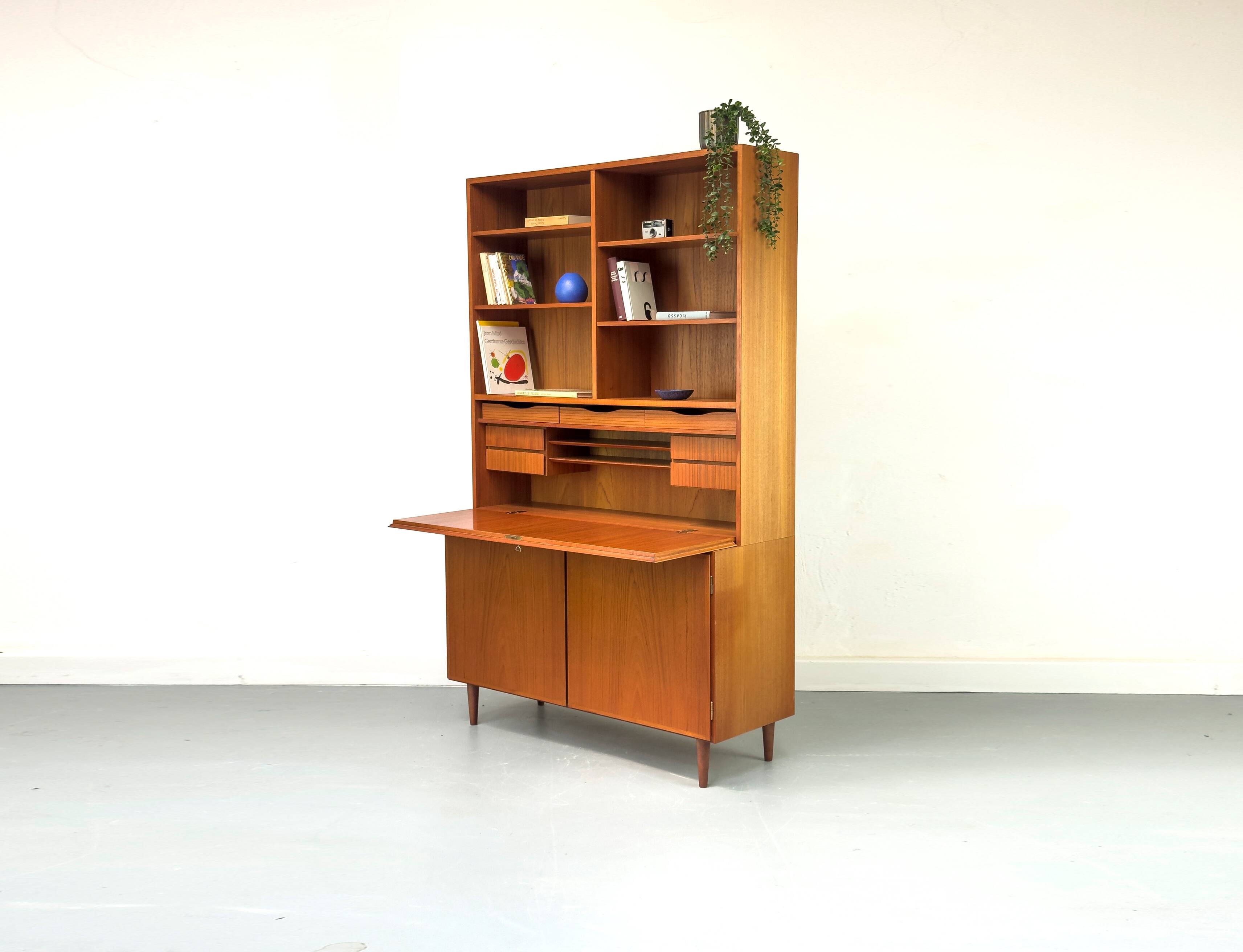 Vintage Teak Bookcase with Desk from Omann Jun, 1960s
