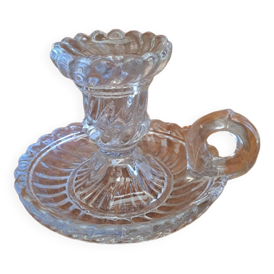 Bougeoir à main en cristal de Baccarat modèle Bambous Tors