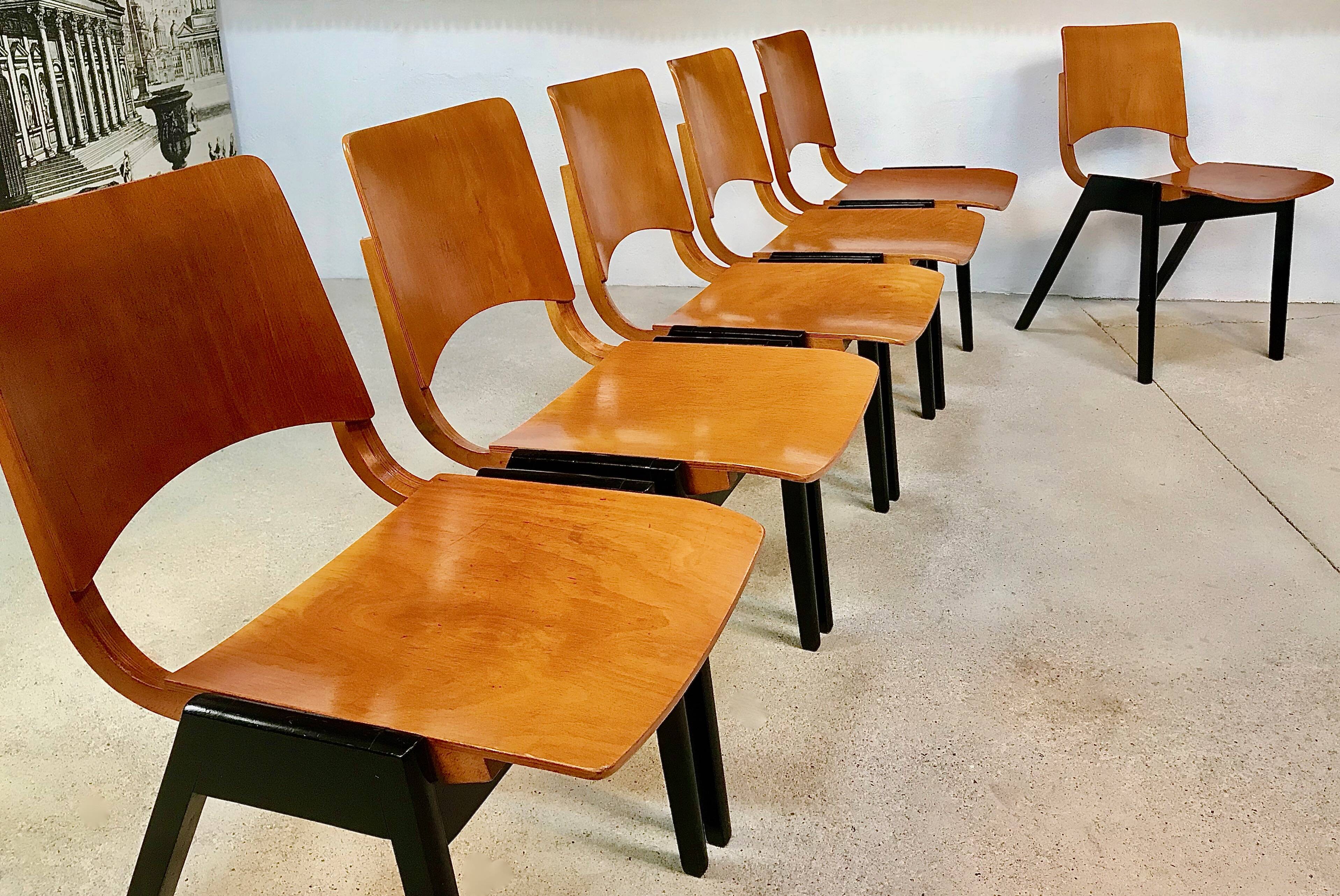 Set of 6 Dining Chairs P7 by Roland Rainer for E & A Pollack, Vienna 1952