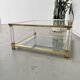 Table basse lucite, laiton et verre années 70