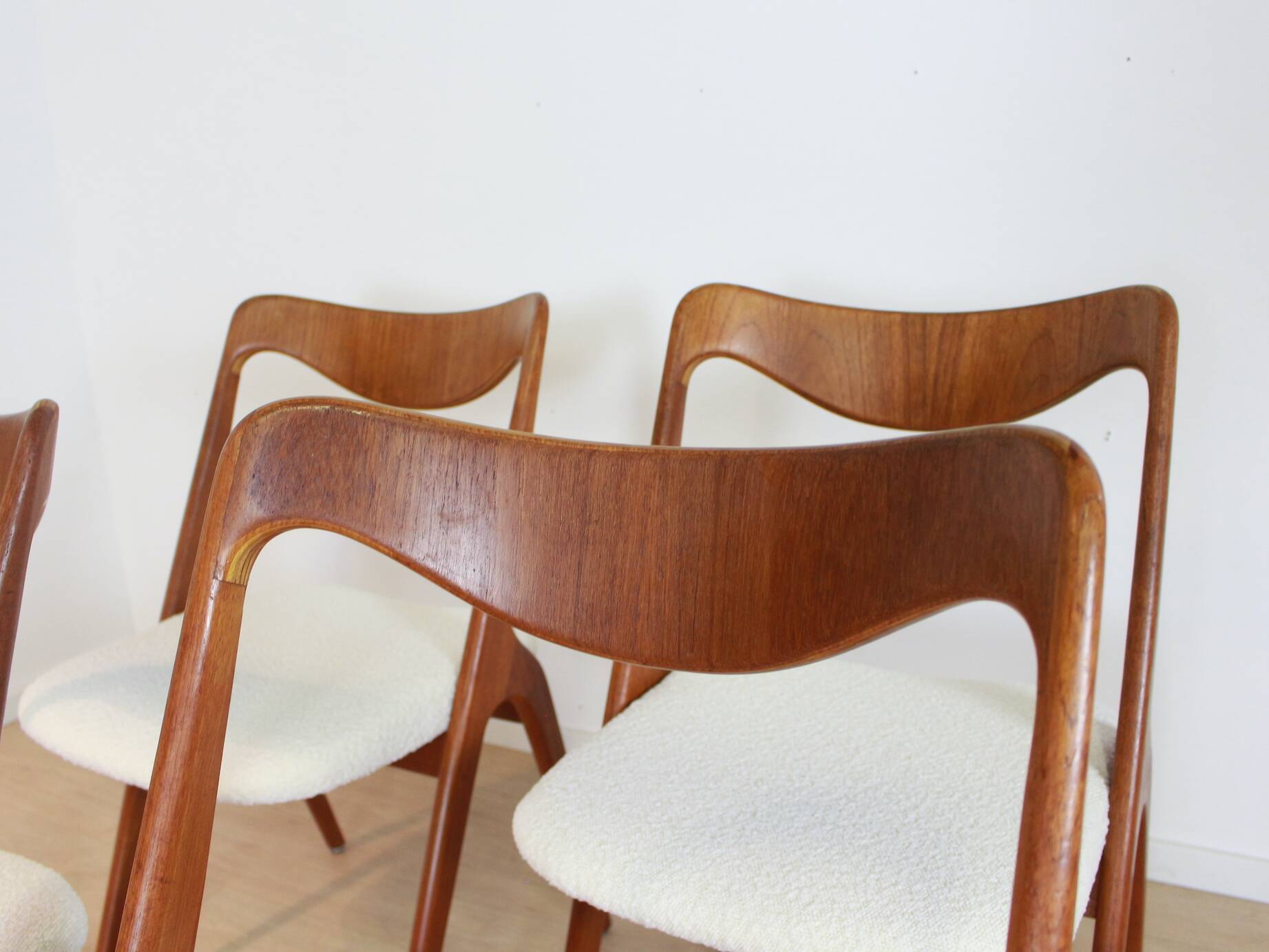 Set Bouclé diningchairs Albin Johansson and Sons