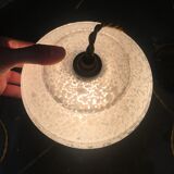 Pair of white clichy glass pendant lamps