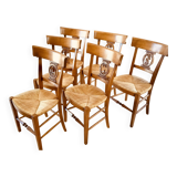 6 chaises en merisier massif « les fables de la fontaine «