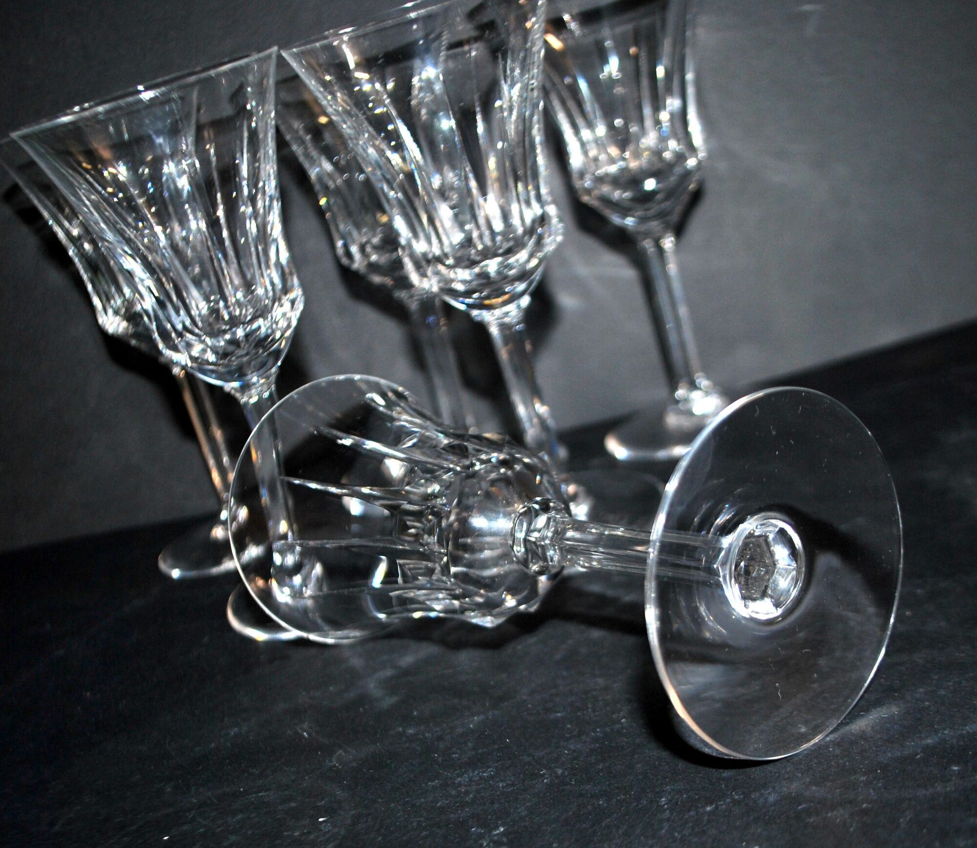 Set of 6 flared crystal wine glasses in Concorde Cerdagne style H15.2.