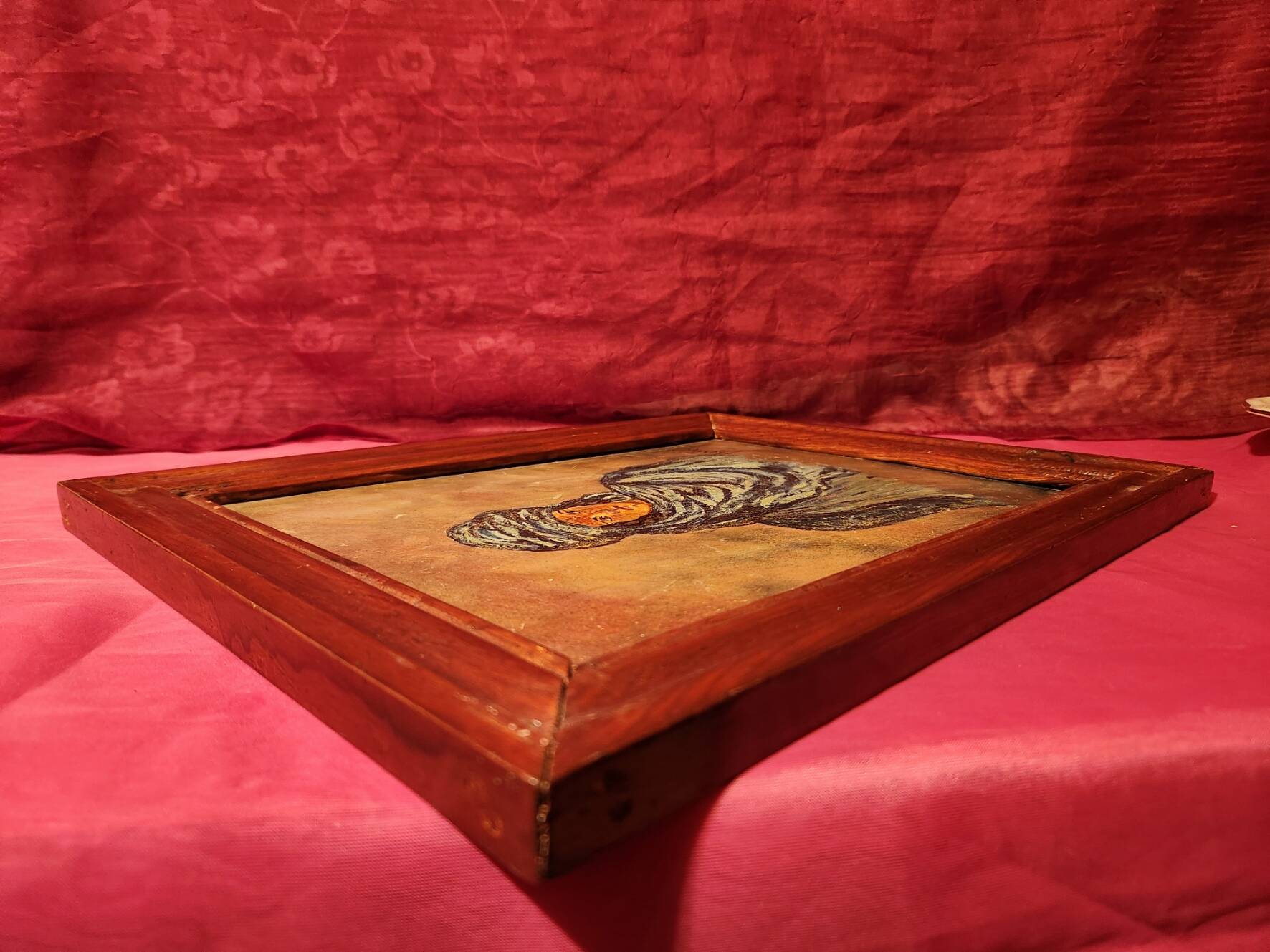 Orientalist portrait oil on cardboard signed Thyra