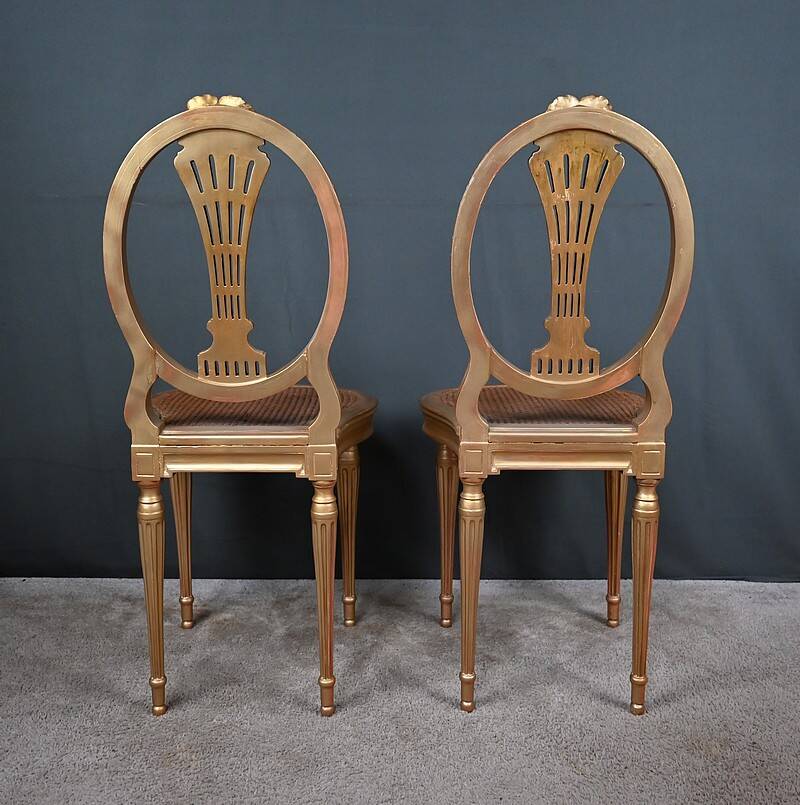 Paire de Chaises en Bois Doré, style Louis XVI – Début XXe