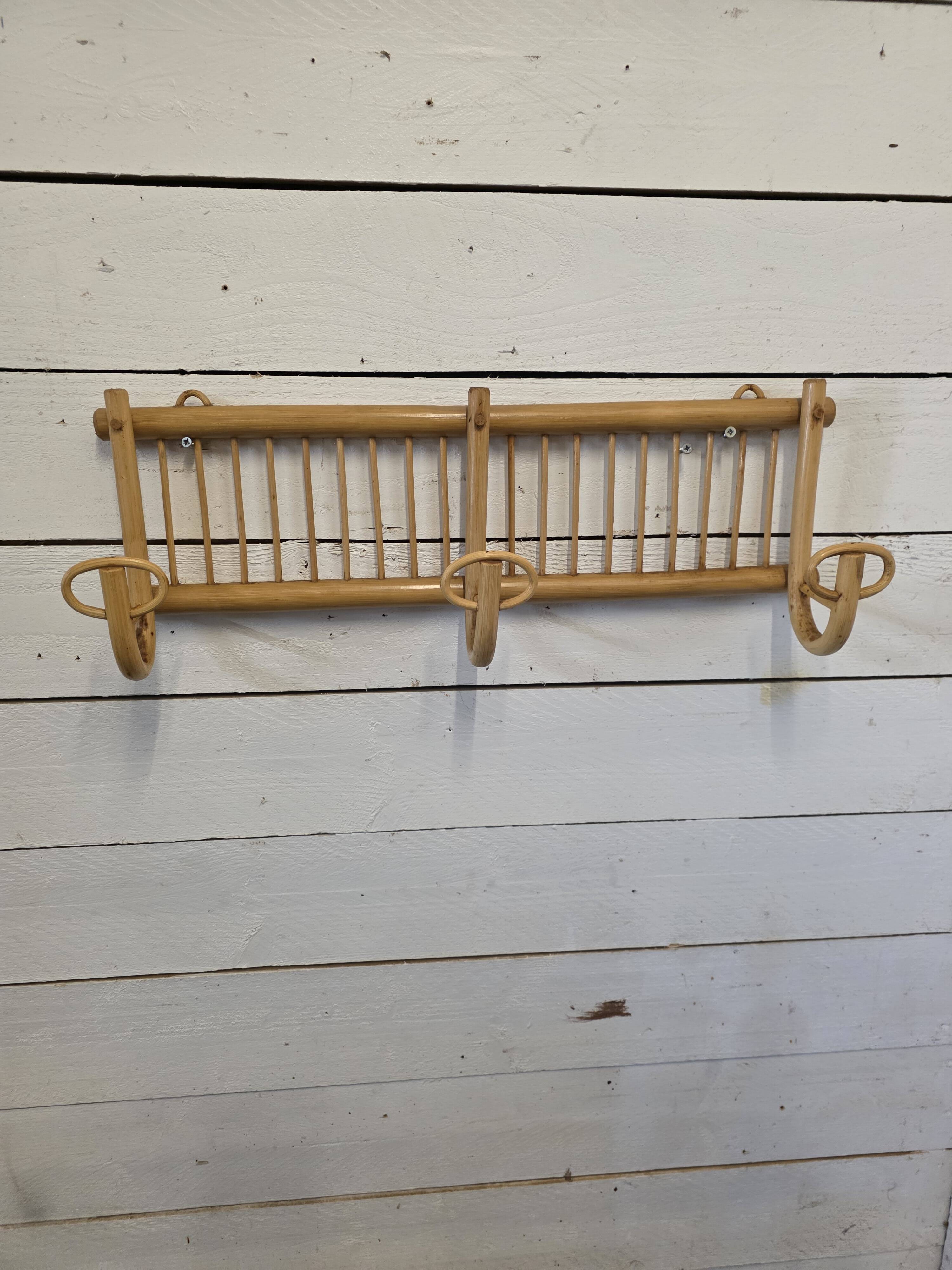 Vintage rattan coat rack