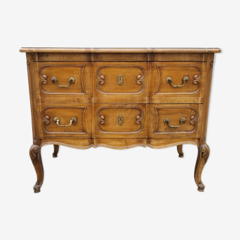 Commode arbalète de style louis xv 2 tiroirs en noyer