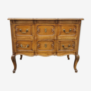 Commode crossbow style louis xv 2 drawers in walnut