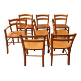 8 chaises italiennes en hêtre Modèle Marocca par Vico Magistretti pour De Padova, 1987
