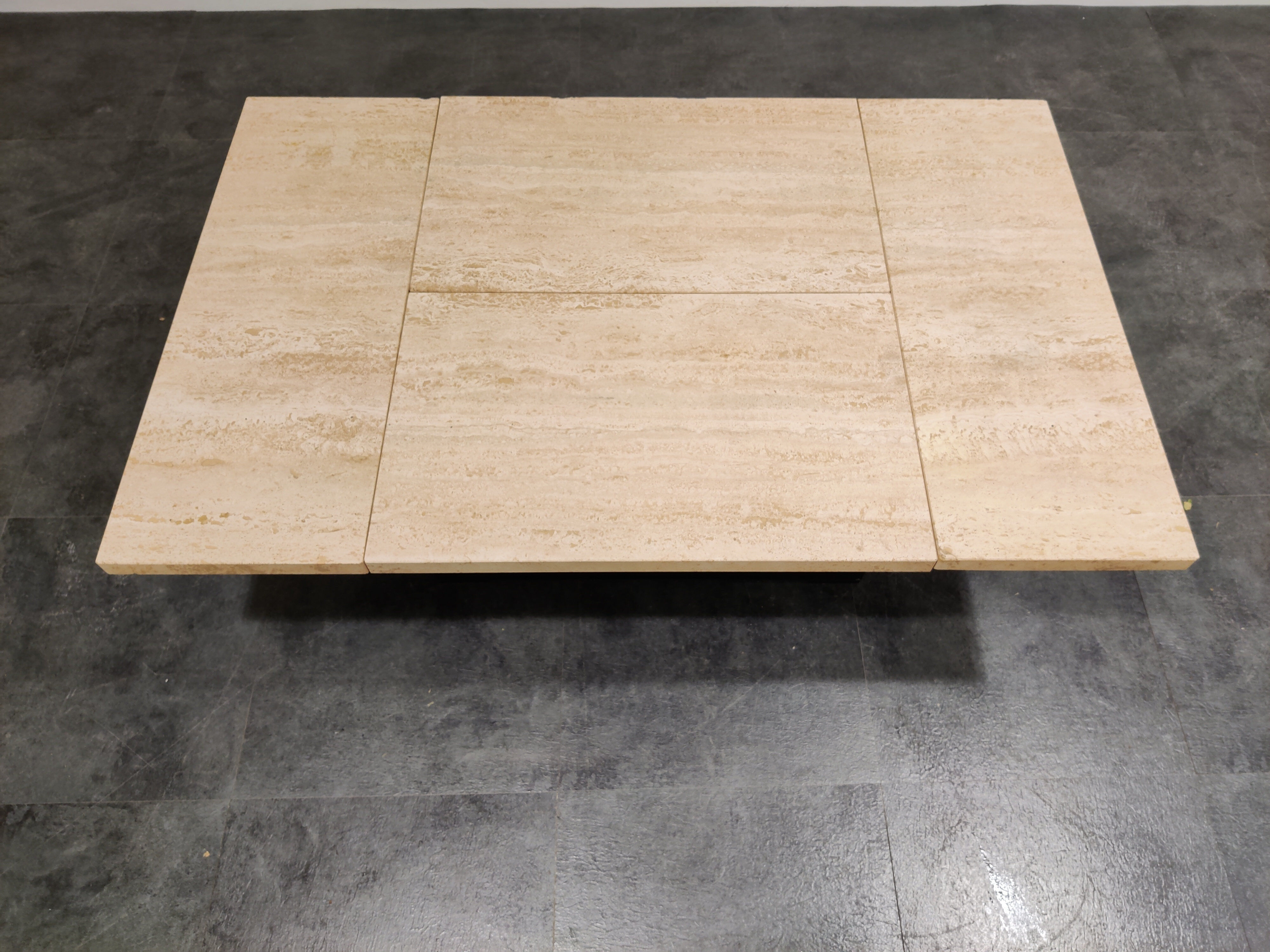 Vintage travertine hidden bar coffee table, 1970s