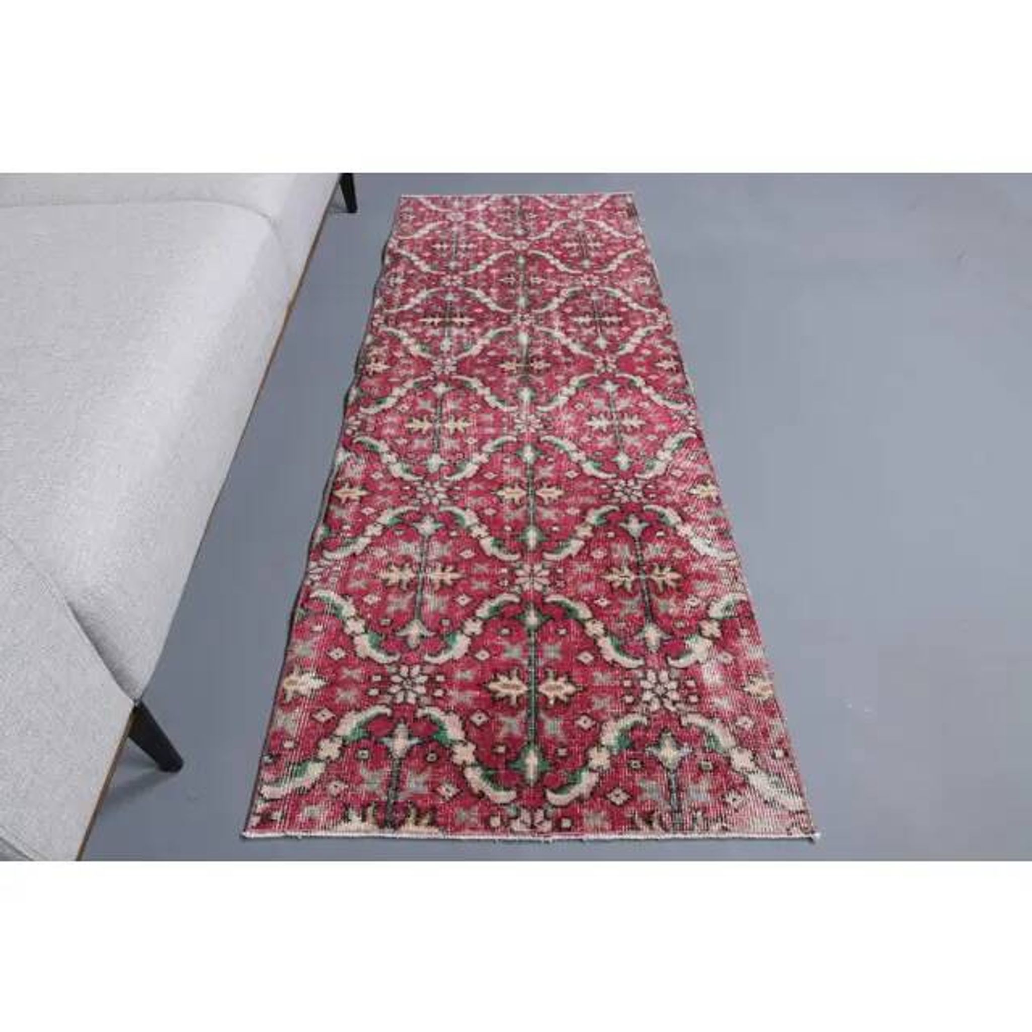 Vintage Turkish Oushak Handmade Wool Cotton Pink Runner 76x200
