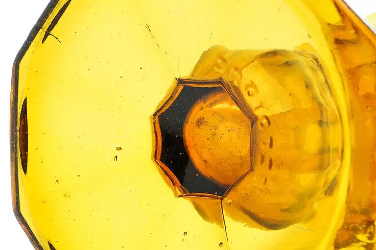 Art Deco vase, honey glass, Val Saint Lambert, Belgium, 1960s