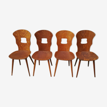 4 chaises bistrot Baumann modèle gentiane années 50
