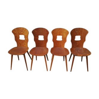 4 chaises bistrot Baumann modèle gentiane années 50