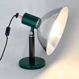 Vintage Industrial Metal & Beech Wood Table Lamp, Restored, 1970s