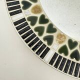 Vintage ceramic mosaic heard tile round mirror , 1970s