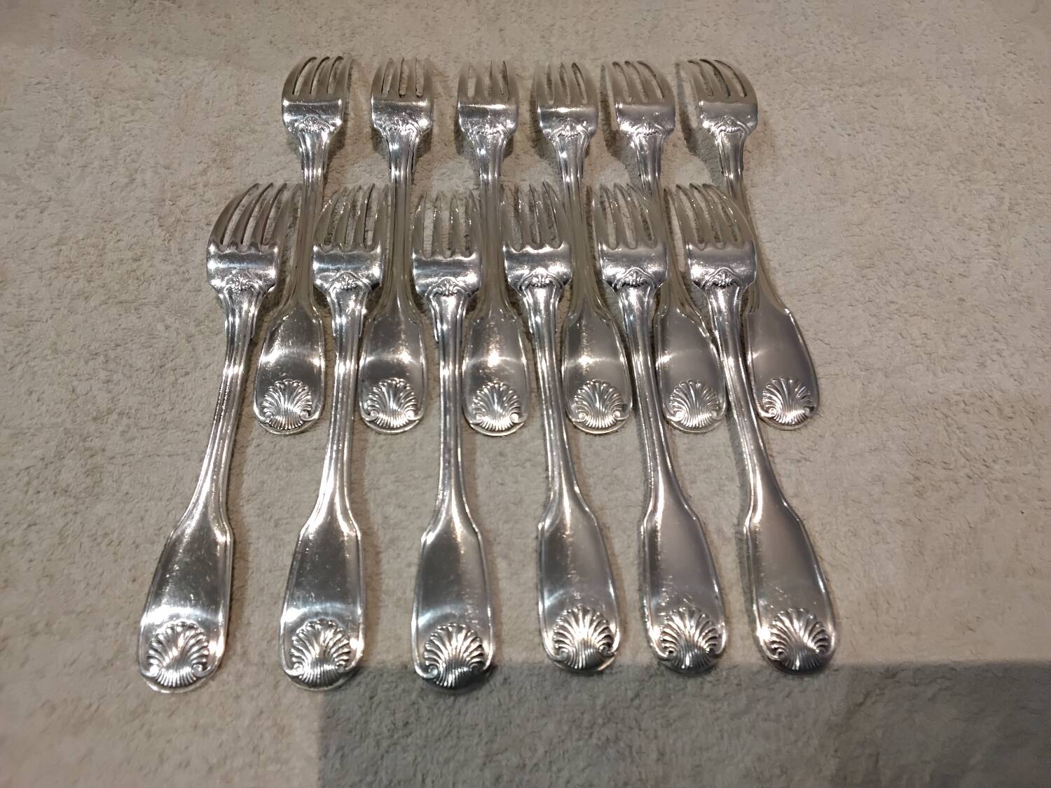 12 silver plated table forks by Christofle Vendome