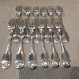 12 silver plated table forks by Christofle Vendome