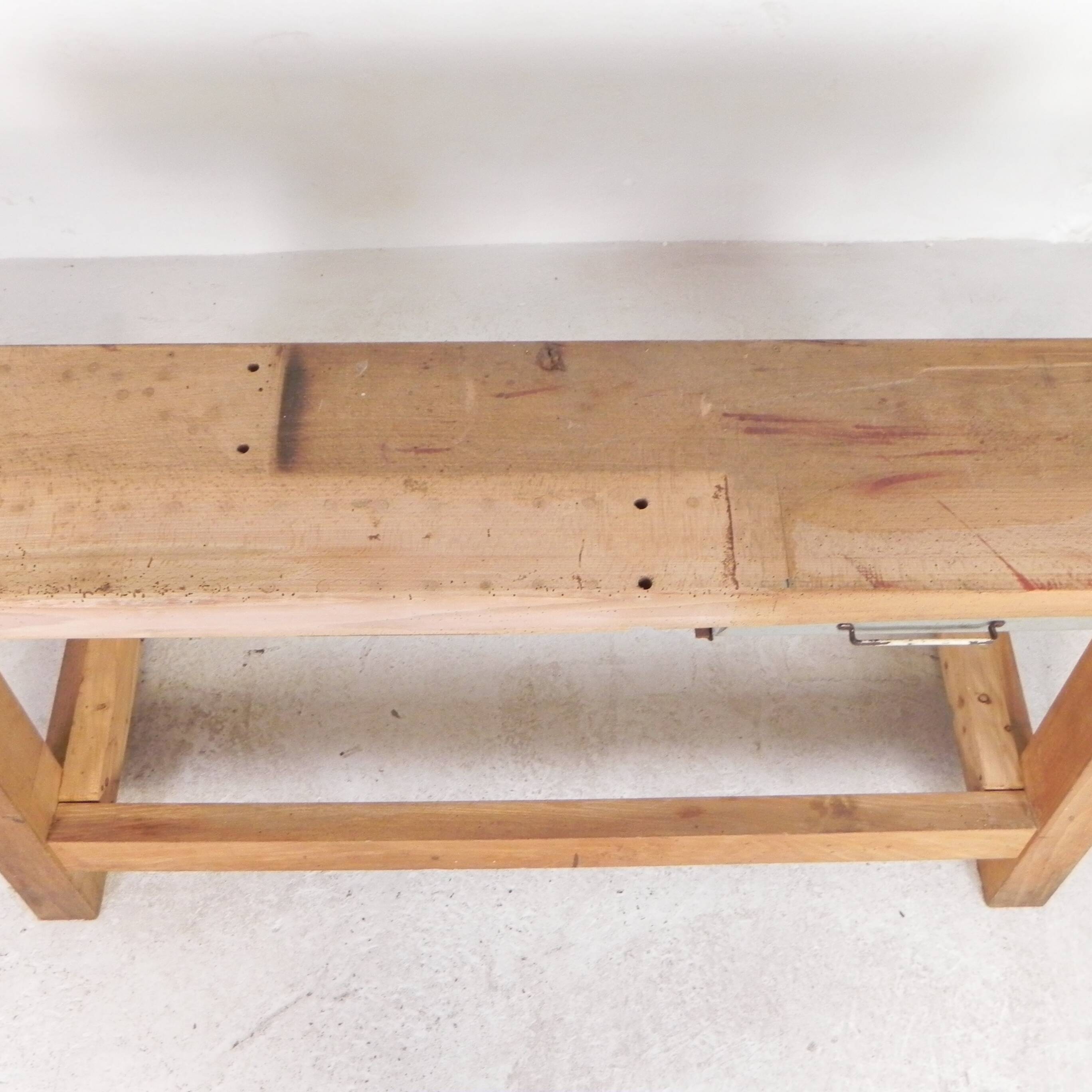 Oak workbench 2 meters long, 1950s