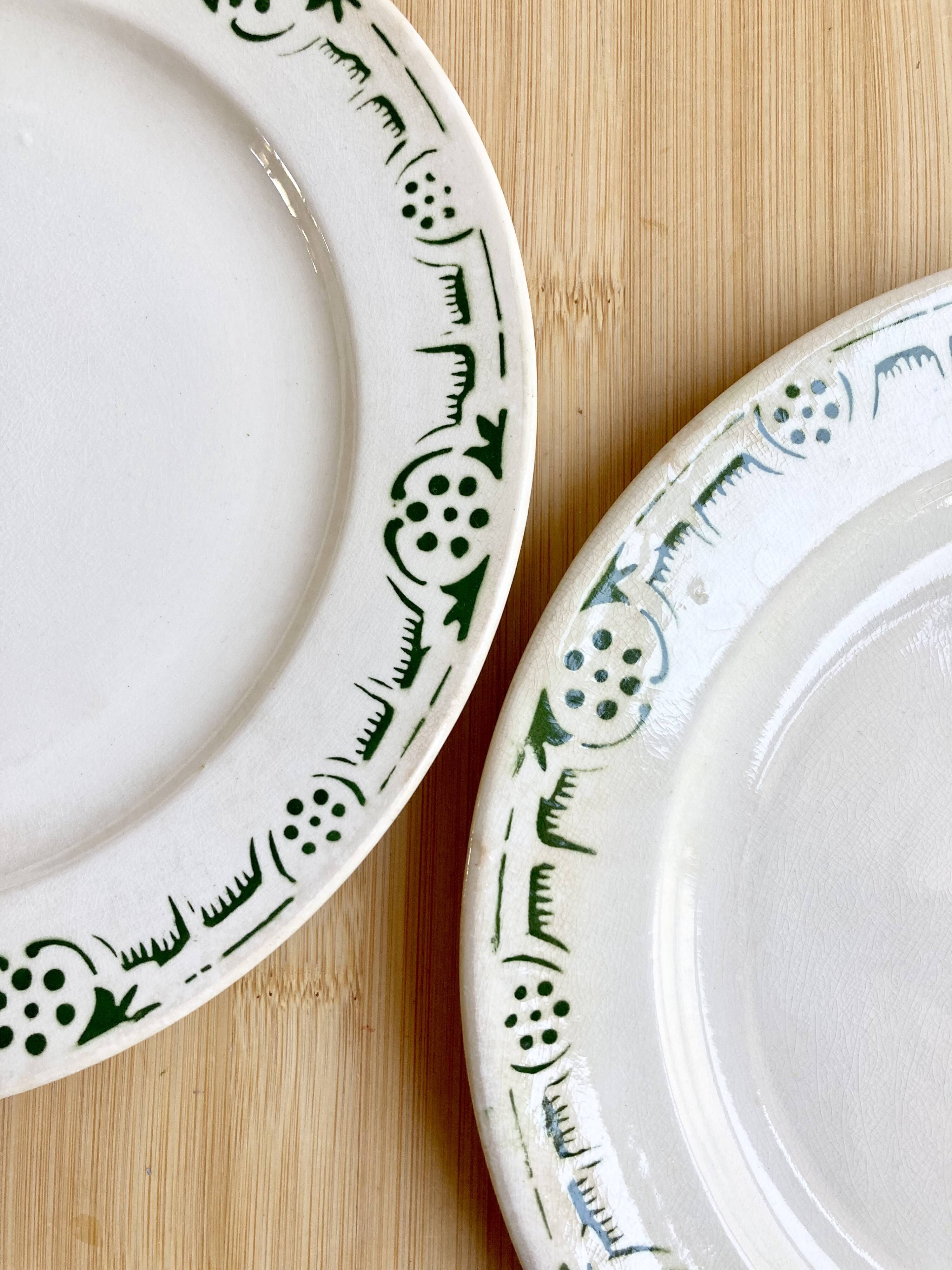 Duo of Badonviller Art Deco Iron Earth plates