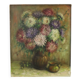 Nature morte de fleurs Dahlias signée M. Vierstraete