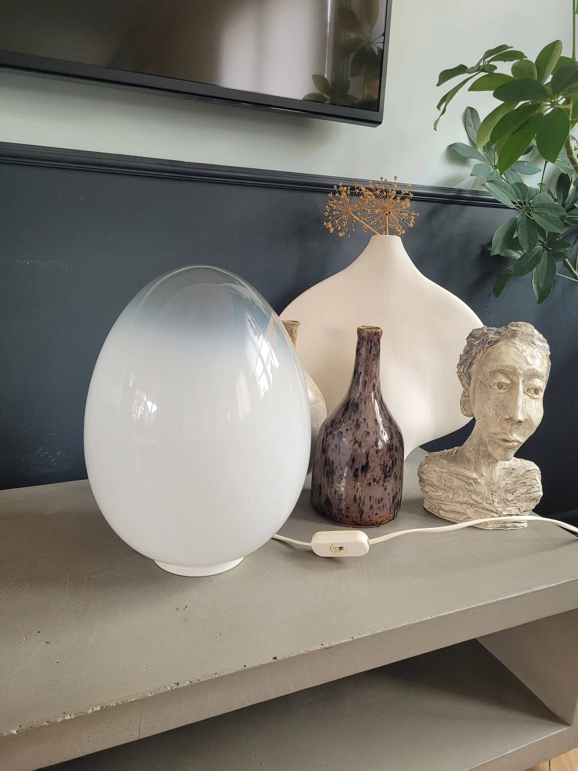 Vintage glass egg lamp