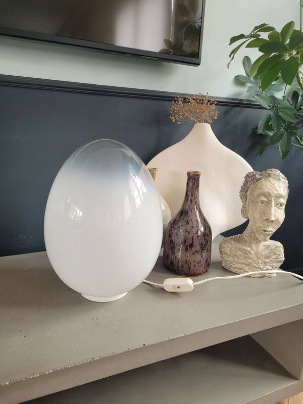 Lampe œuf vintage en verre